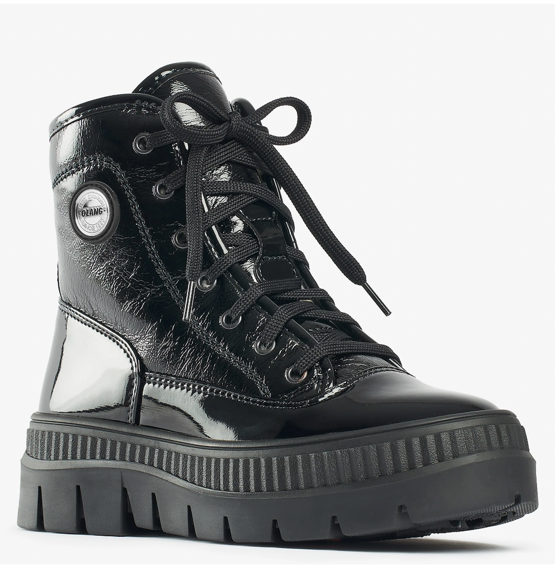 Olang "Spell" Black Patent waterproof boot Ice cleat 30 The Shoe Muse