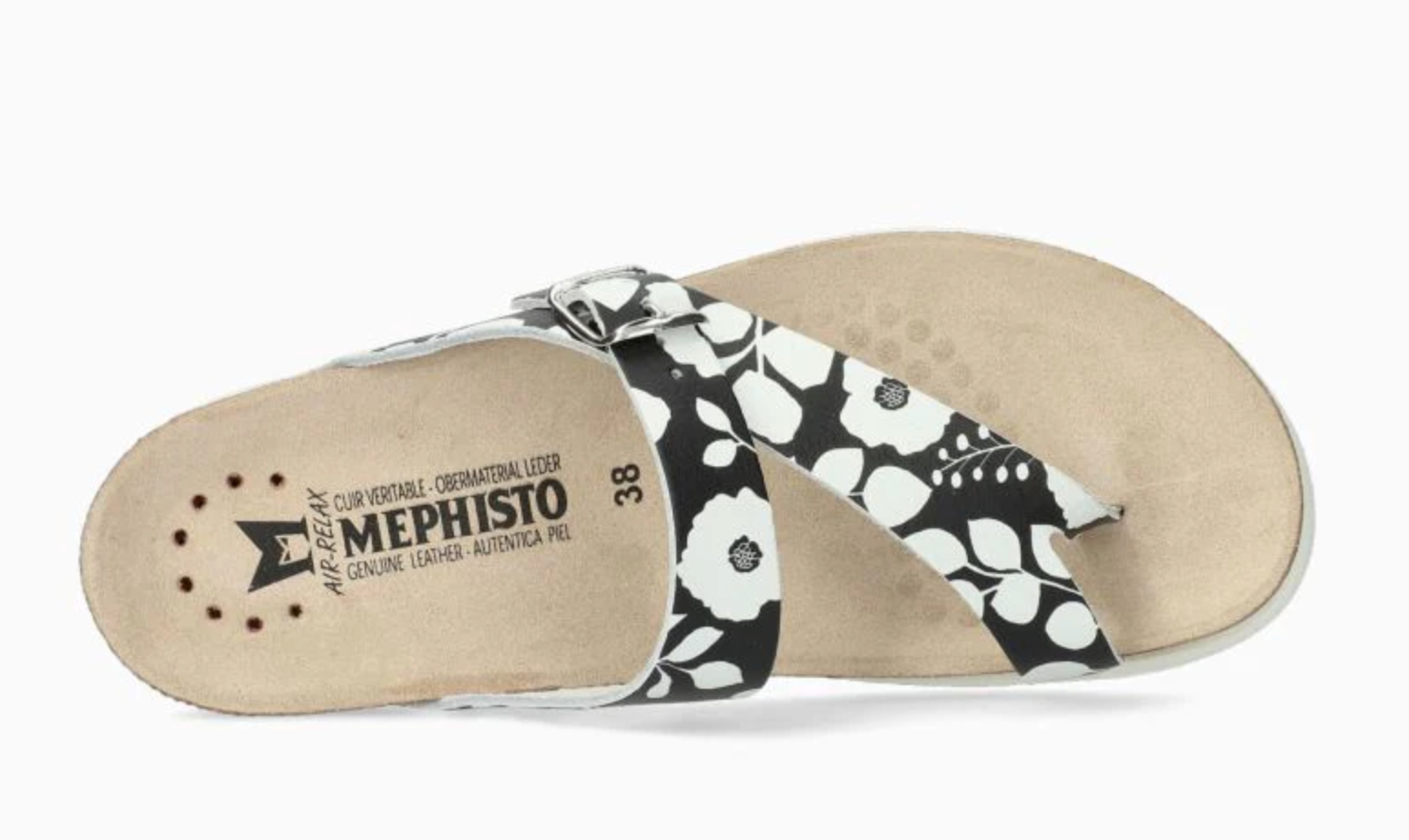 Mephisto "Helen" Black & White - Cork Sandal