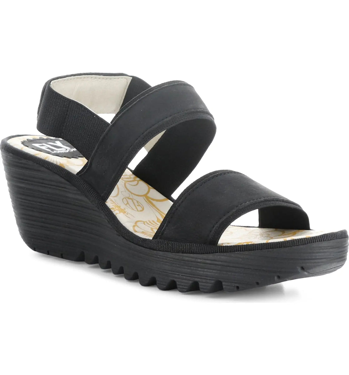 Fly london black wedge on sale sandals