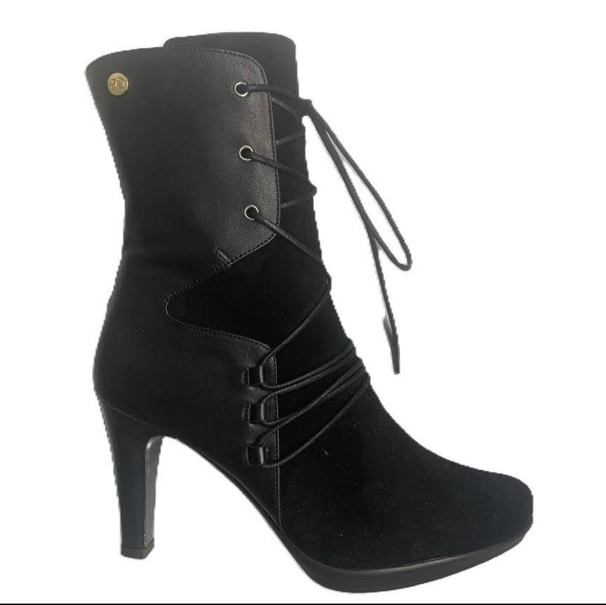 Chanii B "St. Martina" Black/Black Suede - Lace-Up Boot