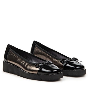 Di Chenzo "Milena" Pewter/Black Patent - Platform Ballerina