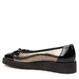 Di Chenzo "Milena" Pewter/Black Patent - Platform Ballerina