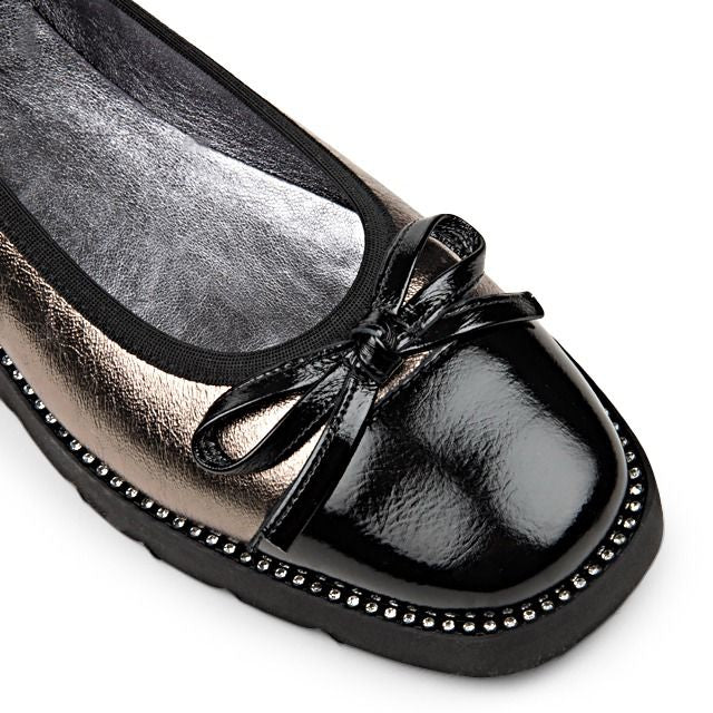 Di Chenzo "Milena" Pewter/Black Patent - Platform Ballerina