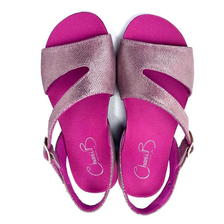 Chanii B "Je Ressin" Blush Pink Metallic - Cork Sandal