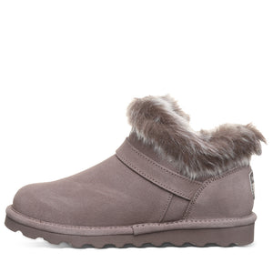 BEARPAW "Jasmine" Grey/Faux Fur - Suede Ankle Bootie