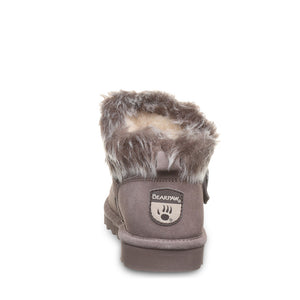 BEARPAW "Jasmine" Grey/Faux Fur - Suede Ankle Bootie