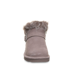 BEARPAW "Jasmine" Grey/Faux Fur - Suede Ankle Bootie