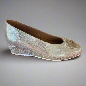 DI CHENZO "Tina-927" Silver espadrille wedge