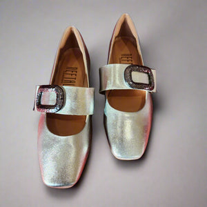 NEFTALI "23080" Silver flat ballerina with buckle