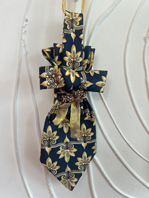 Dani XX “Blue floral “ designer vintage tie necklace