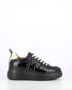 Wonders A-2603 Black patent lace up sneaker