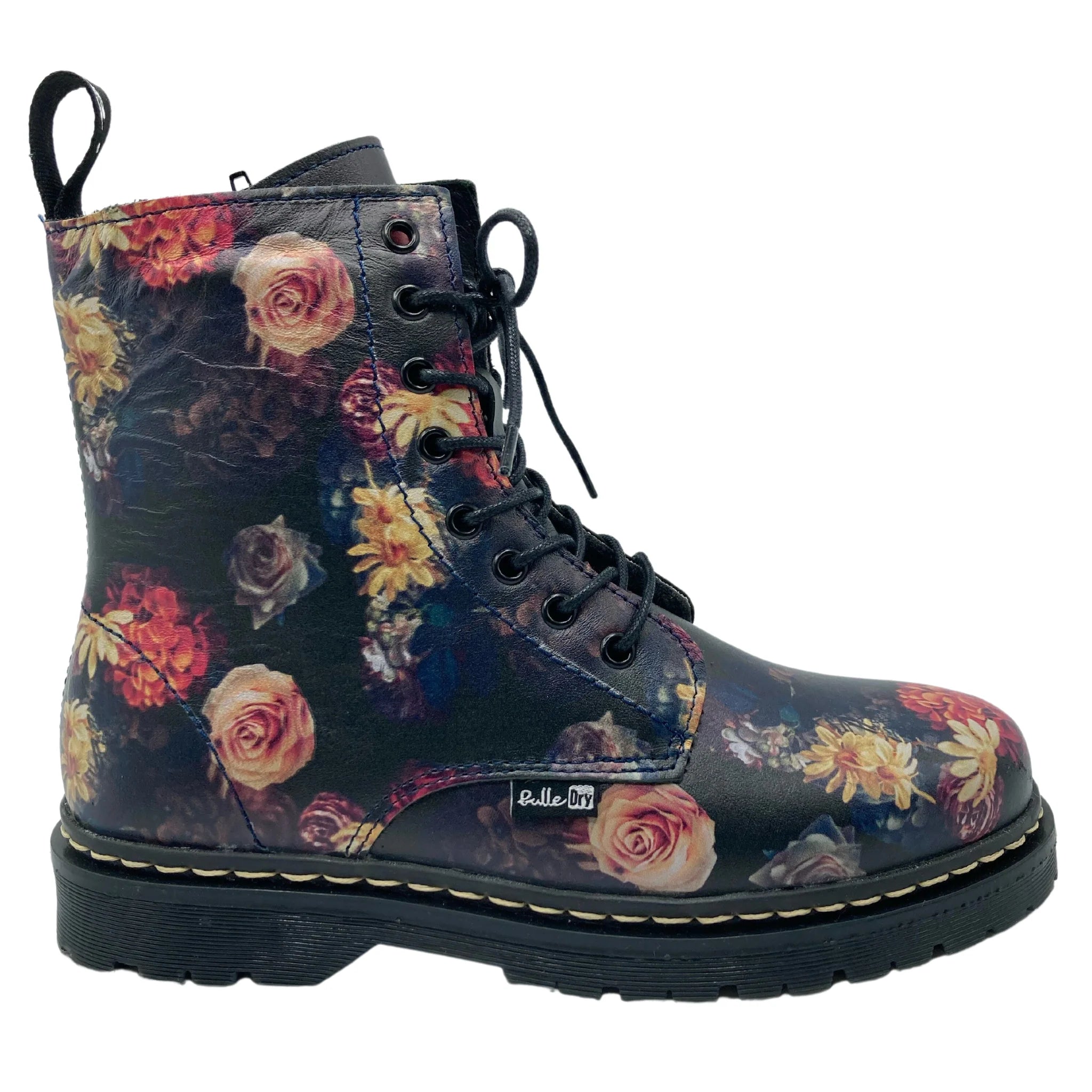 Bulle 22D010 Black Flowers Waterproof Combat Boot The Shoe Muse