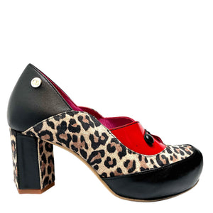 Chanii B "Cinque" Black/Leop/Red - Cork Pump
