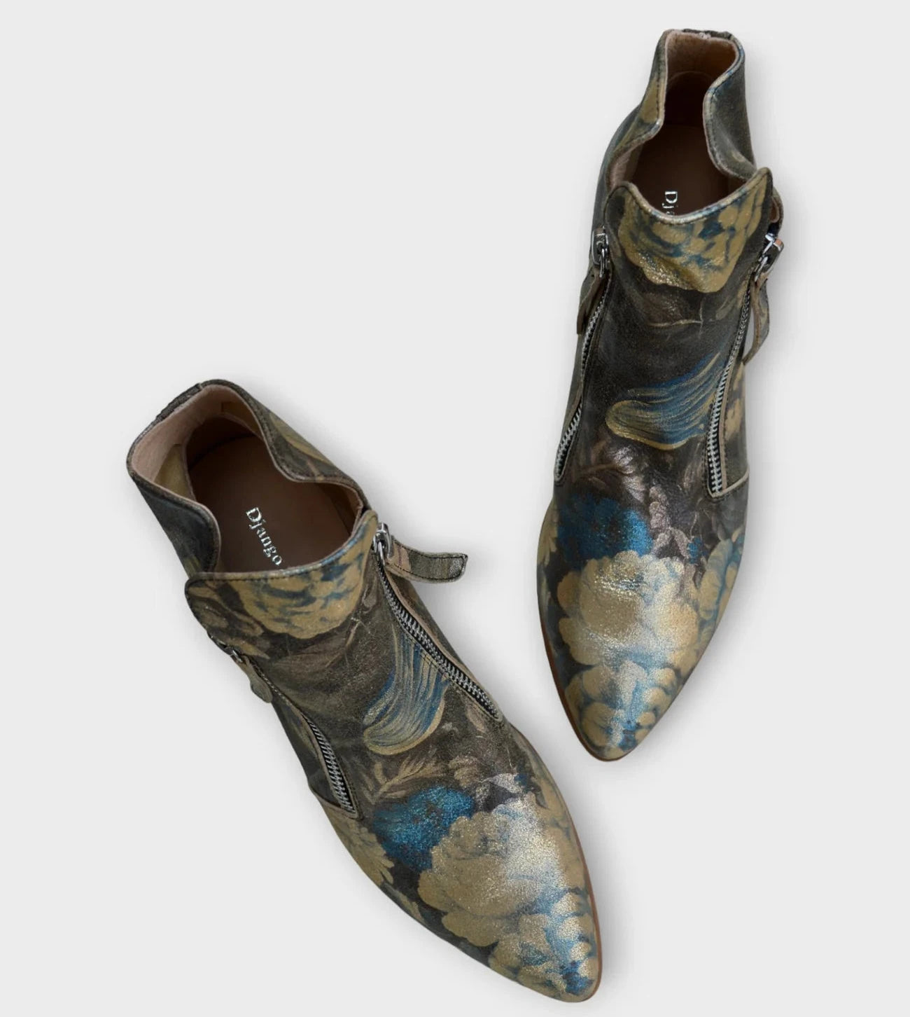 Django & Juliette "Jazzy" Brown/Blue Floral - Short Boot