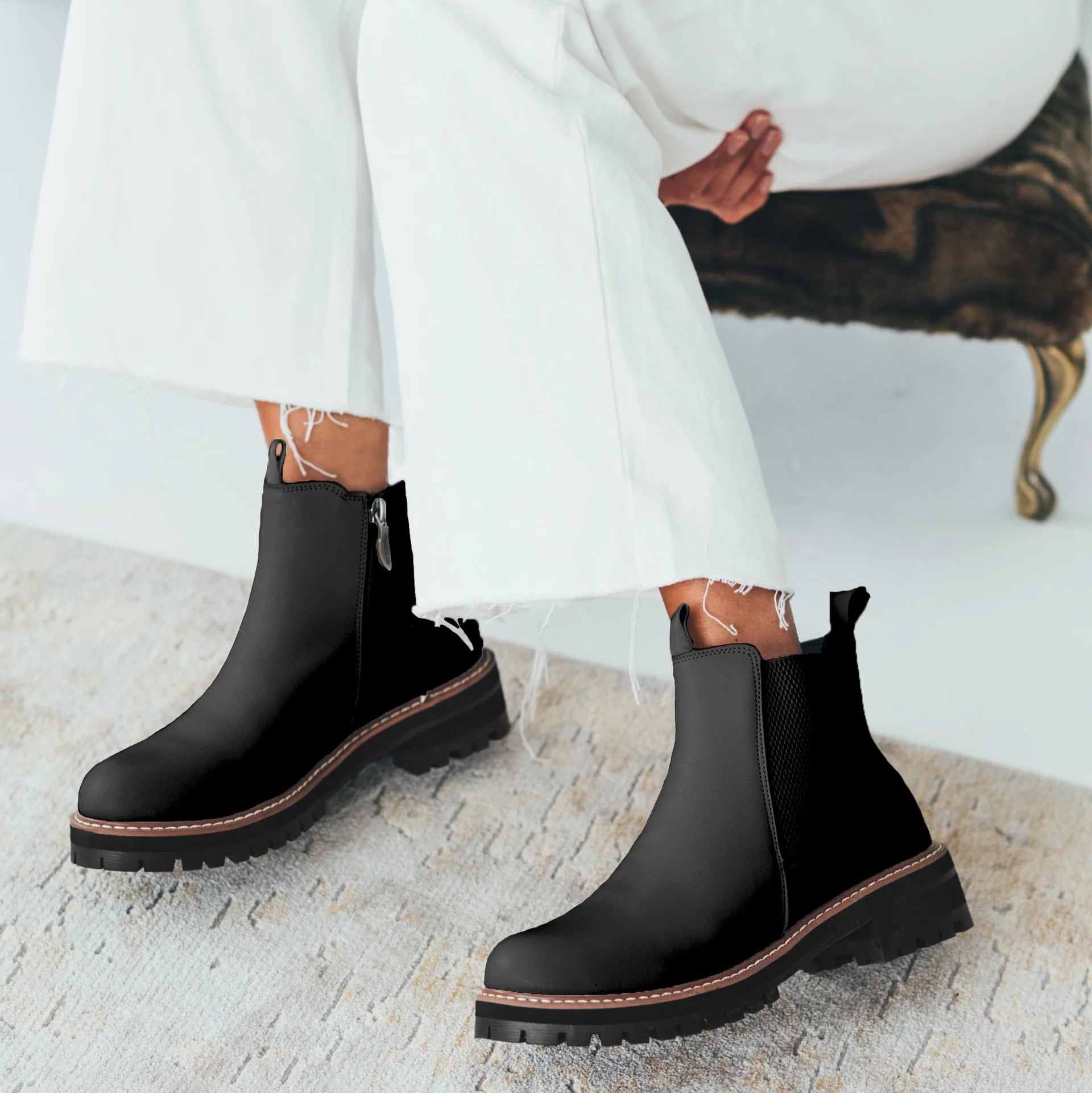 AquaDiva "AD1510" Black - Waterproof Chelsea Boot