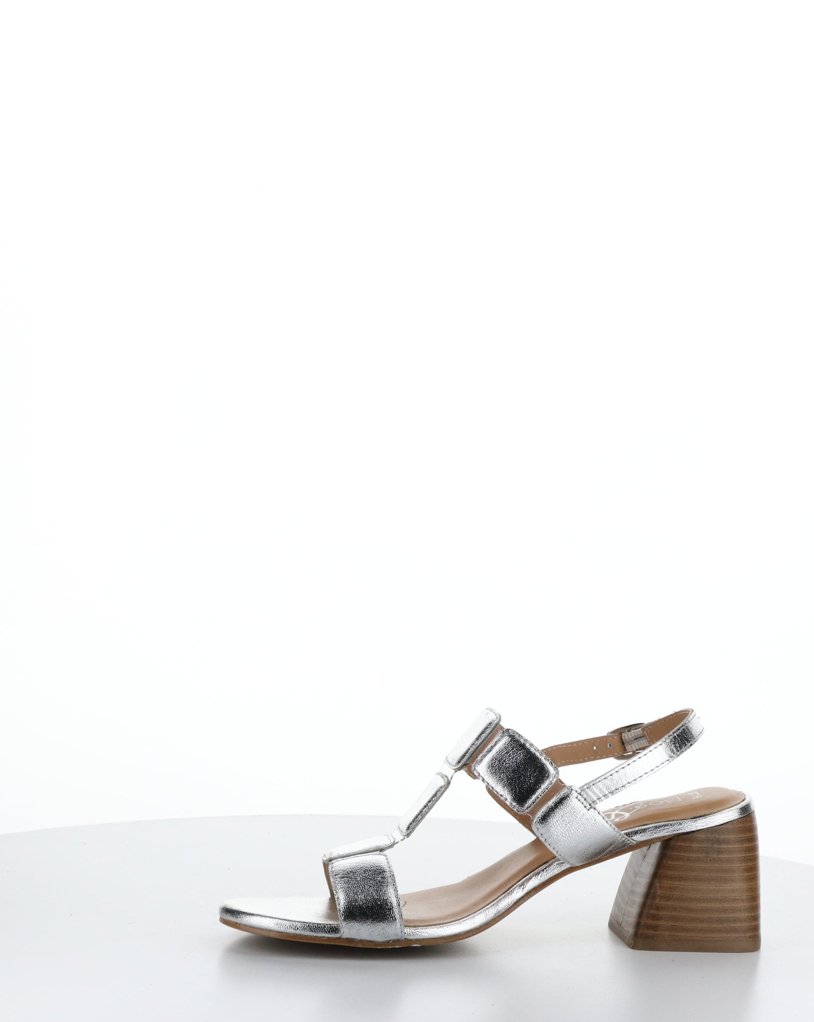 Bos & Co "Glow" Silver block heel sandal