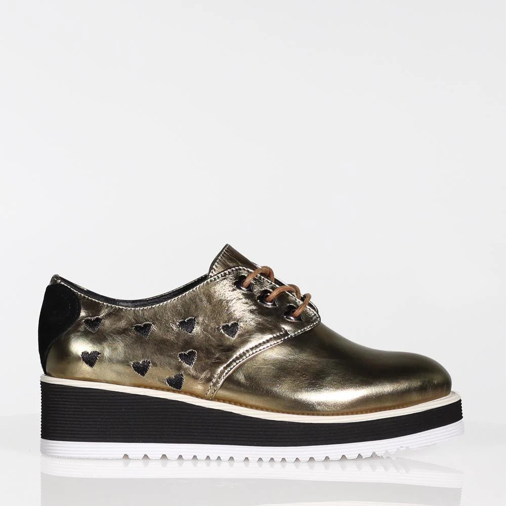 MINX - "M6-375" Gold/Black - Wedge Sneaker