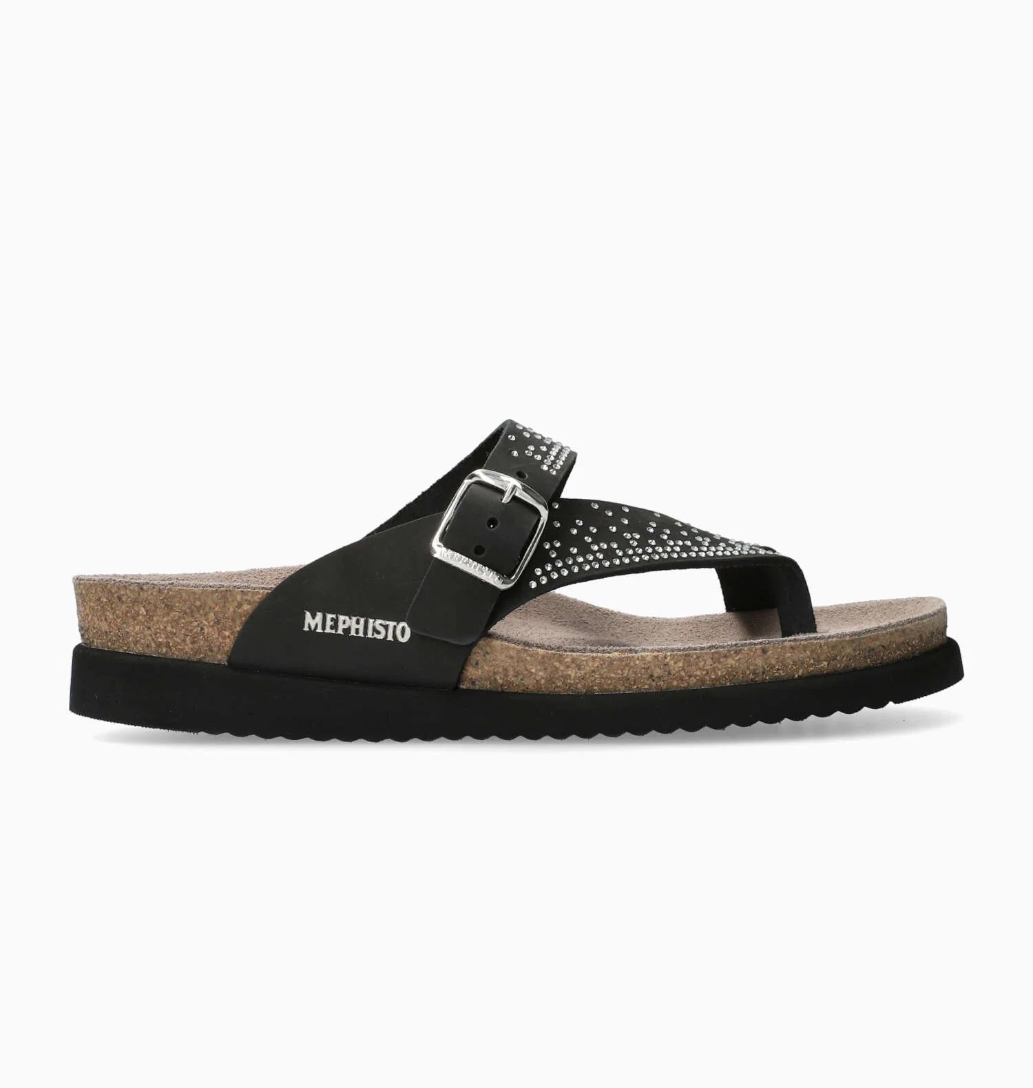 Mephisto "Helena" Black/Silver Sparkle - Cork Sandal