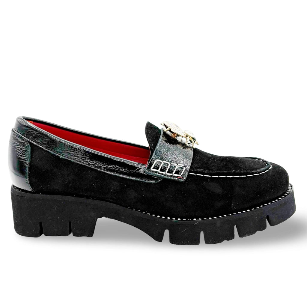 Di Chenzo "Asia" Black Suede/Patent - Platform Loafer