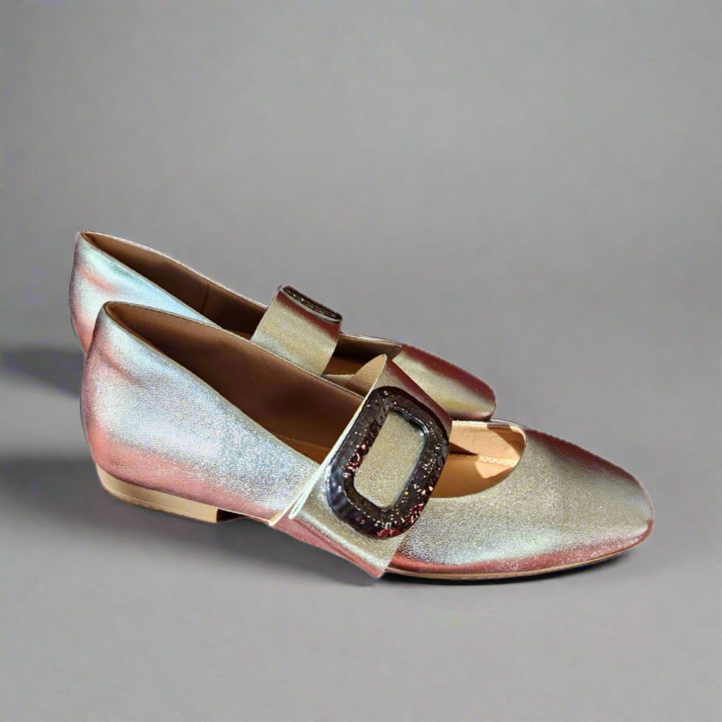 NEFTALI "23080" Silver flat ballerina with buckle