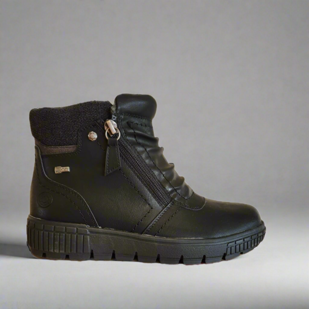 Relife "Viguake" Black Knitted Ankle Cuff Water Repellent Boots