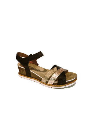 Dorking "D9320" Black and gold wedge sandal