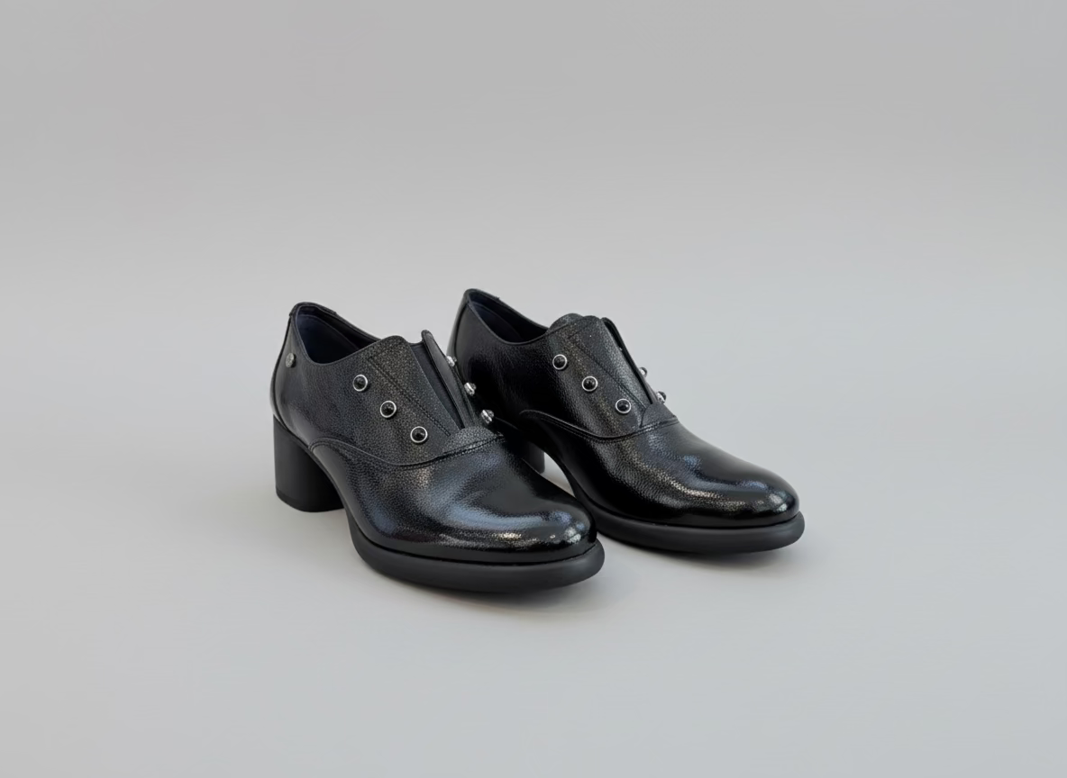 Dorking "D9376" Black patent heel