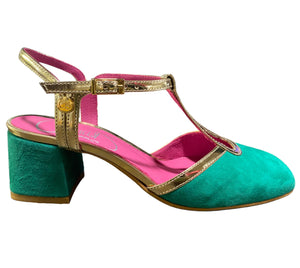 Chanii B "Simone" Green/Gold - T-Strap Shoe