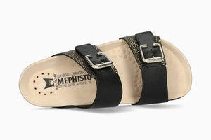 Mephisto "Maya" Black/Gold Sparkle - Cork Sandal