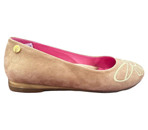 Chanii B "Bee Free" Taupe/Gold Embroidery - Ballerina Flat