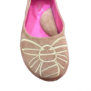Chanii B "Bee Free" Taupe/Gold Embroidery - Ballerina Flat