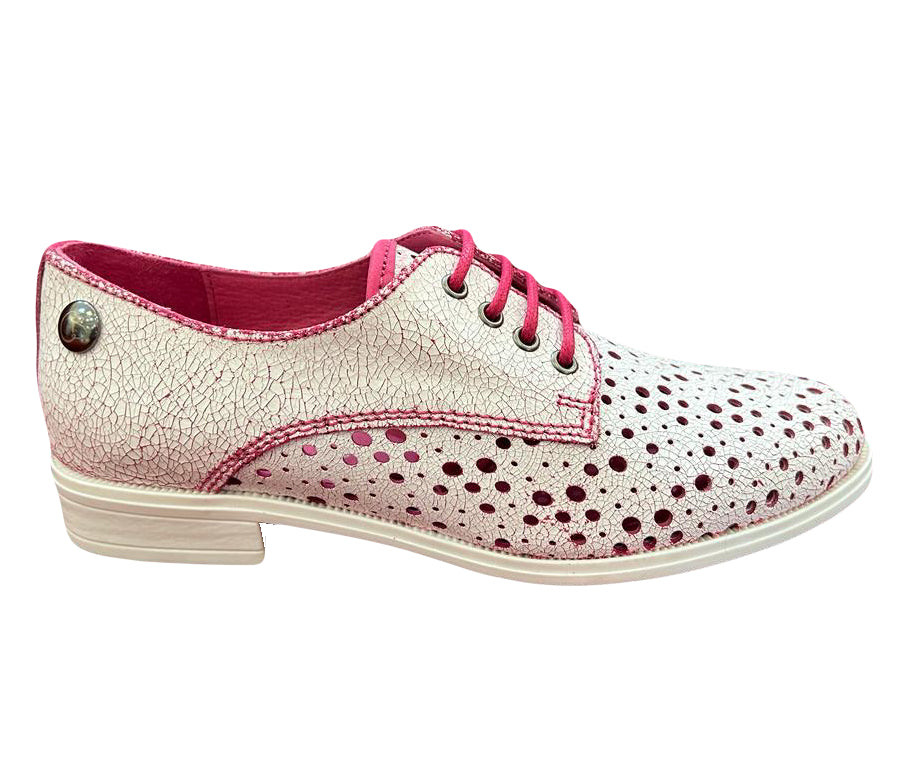 Chanii B "Cordon" White/Pink Crackle - Perforated Sneaker