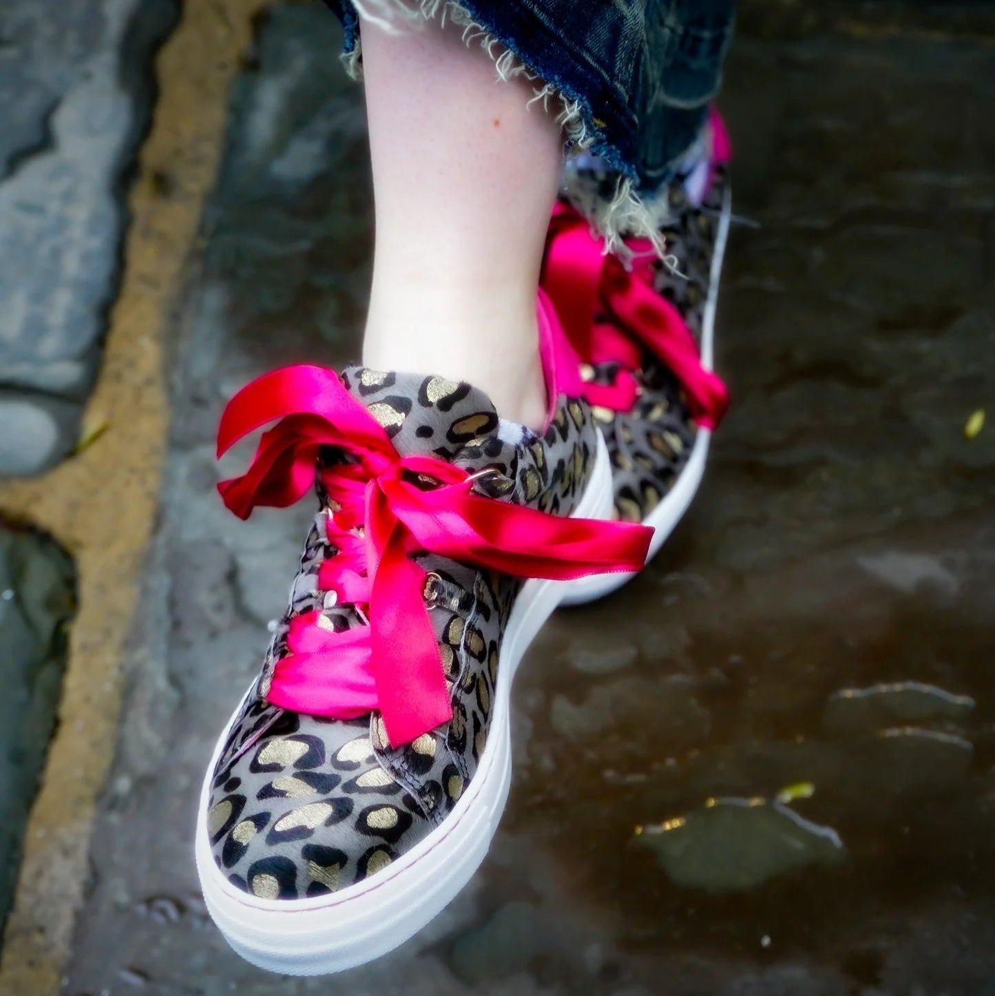 Chanii B "Skate" Leop/Gold/Fuchsia - Sneaker