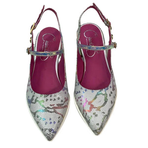 Chanii B "Pirot" White Rainbow Snk - Slingback Flat