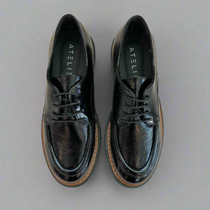 Ateliers "Biko" Black patent lace up shoe