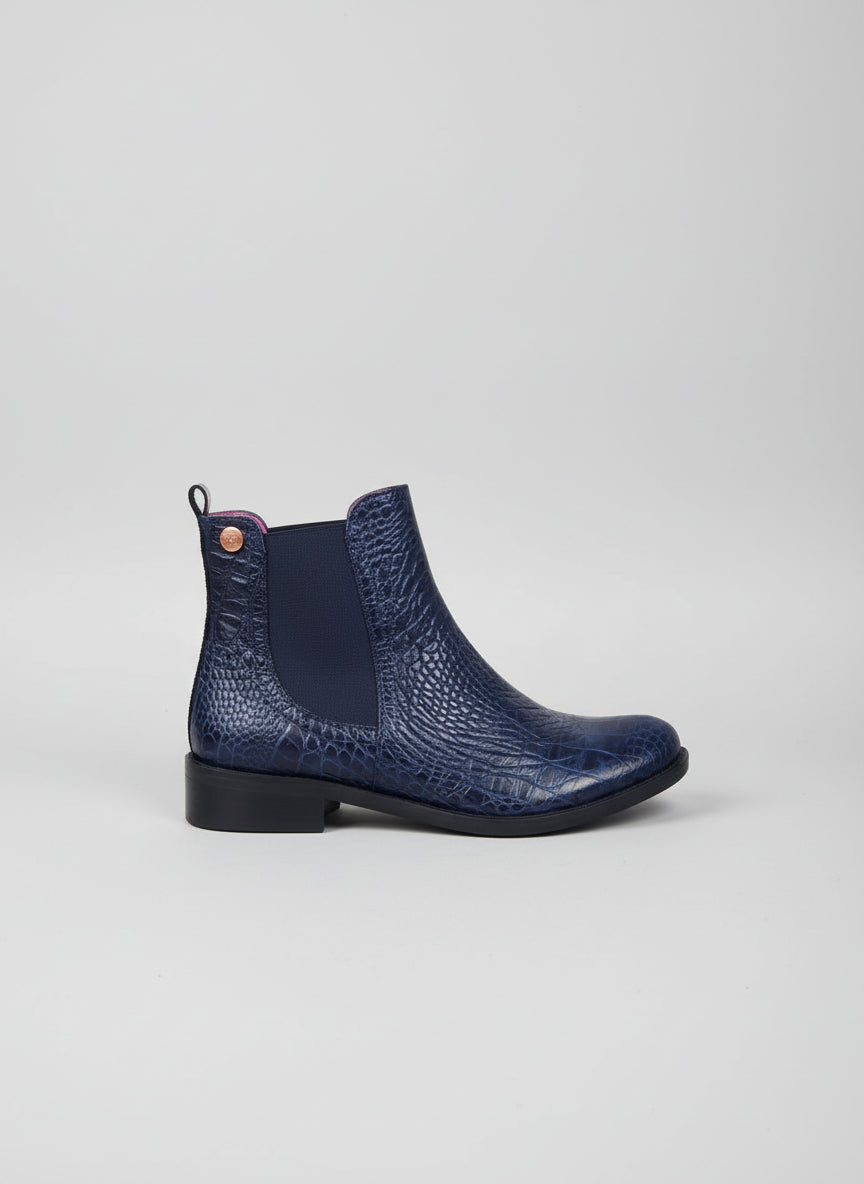Chanii B "Taille" Navy Croc - Ankle Boot