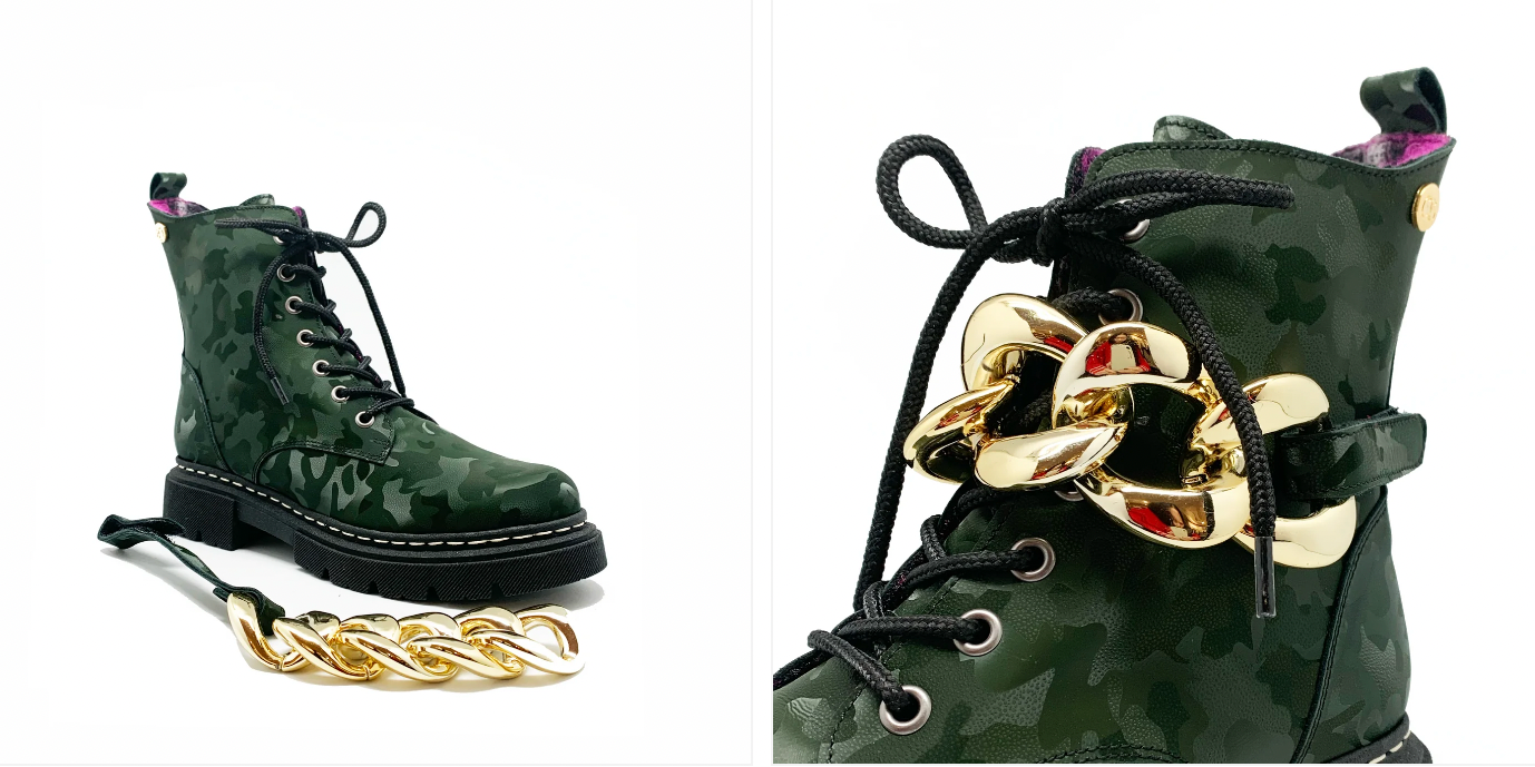 Chanii B "Paris" Army Green/Gold - Ankle Boot