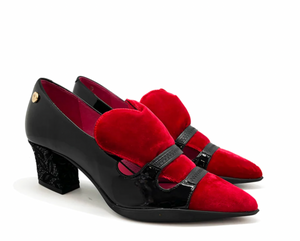 Chanii B "Lucy" Red Velvet Heart/Black - Pump