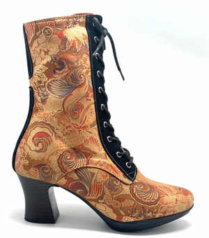 Chanii B "Fergie" Tan Floral - Victorian Lace-up Boot