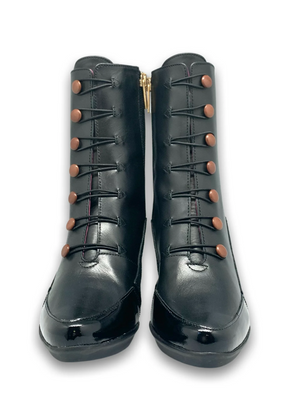 Chanii B "St Lucia" Black/Brown Buttons - Platform Boot