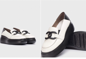 WondersA-2611 White/black leather loafer