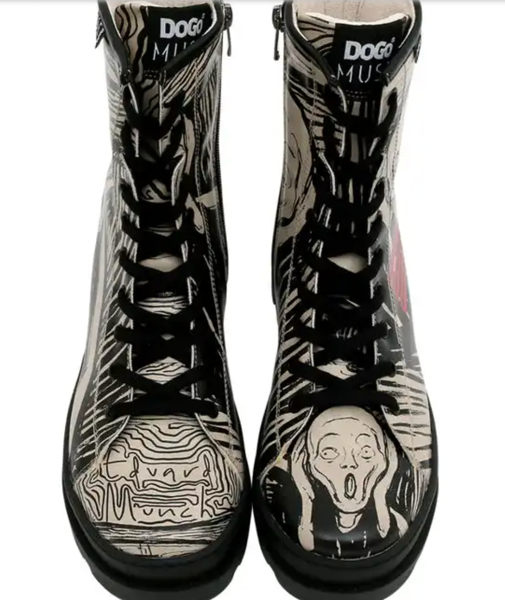 DoGo "Edvard Munch, The Scream" Black/White - Long Boot