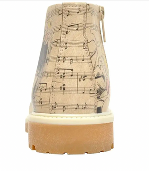 Dogo Vegan Leather Beige Ankle Boots - Music On World Off Design