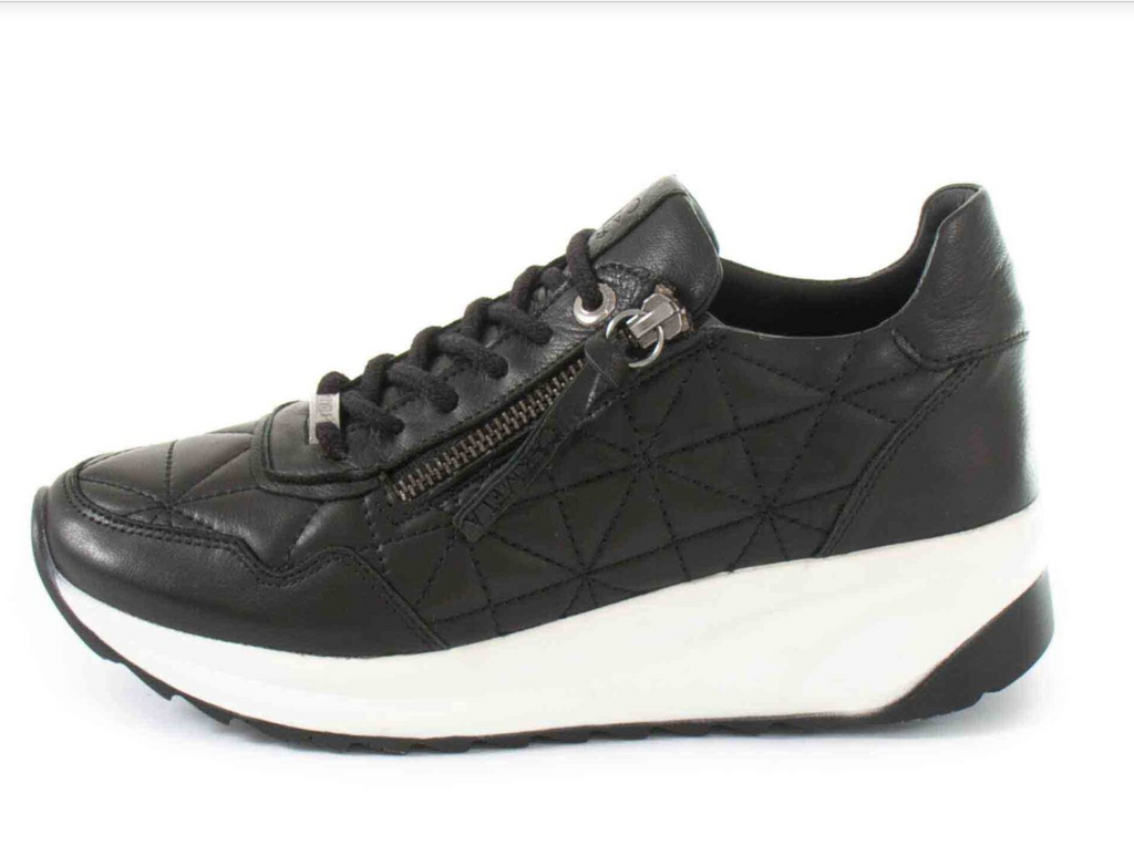 Carmela Black leather sneaker with side zip