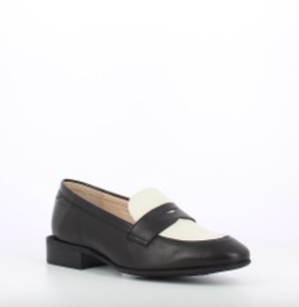 Wonders B-7622 Black and white leather loafer