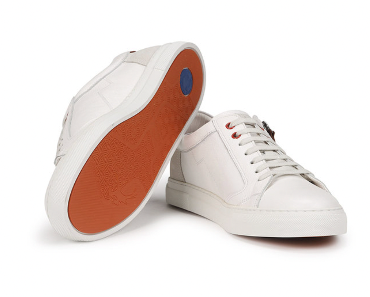 Fluchos Men's F1410 white leather sneaker with side zipper
