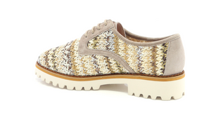 Tyche "Scarlett" Natural Multi - Woven Lace-up Sneaker