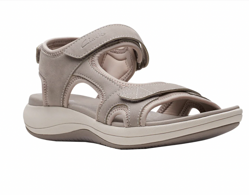 Clarks Ladies "Mira Bay" Stone - Adjustable Velcro Sandal