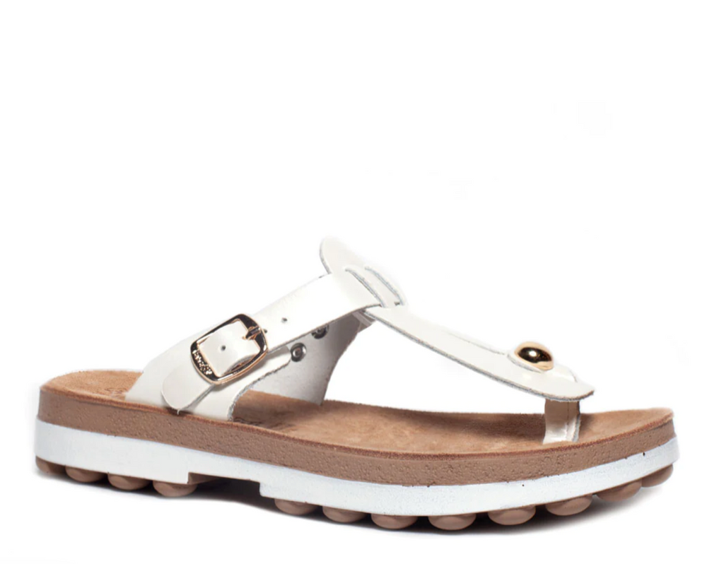 Fantasy "Mirabella" White leather toe post sandal