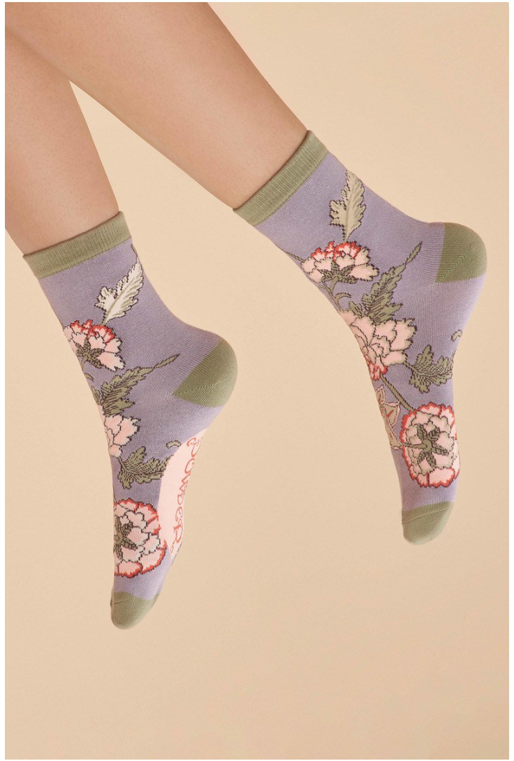 Powder Uk "Ladies Ankle Socks "- Lilac Paisley